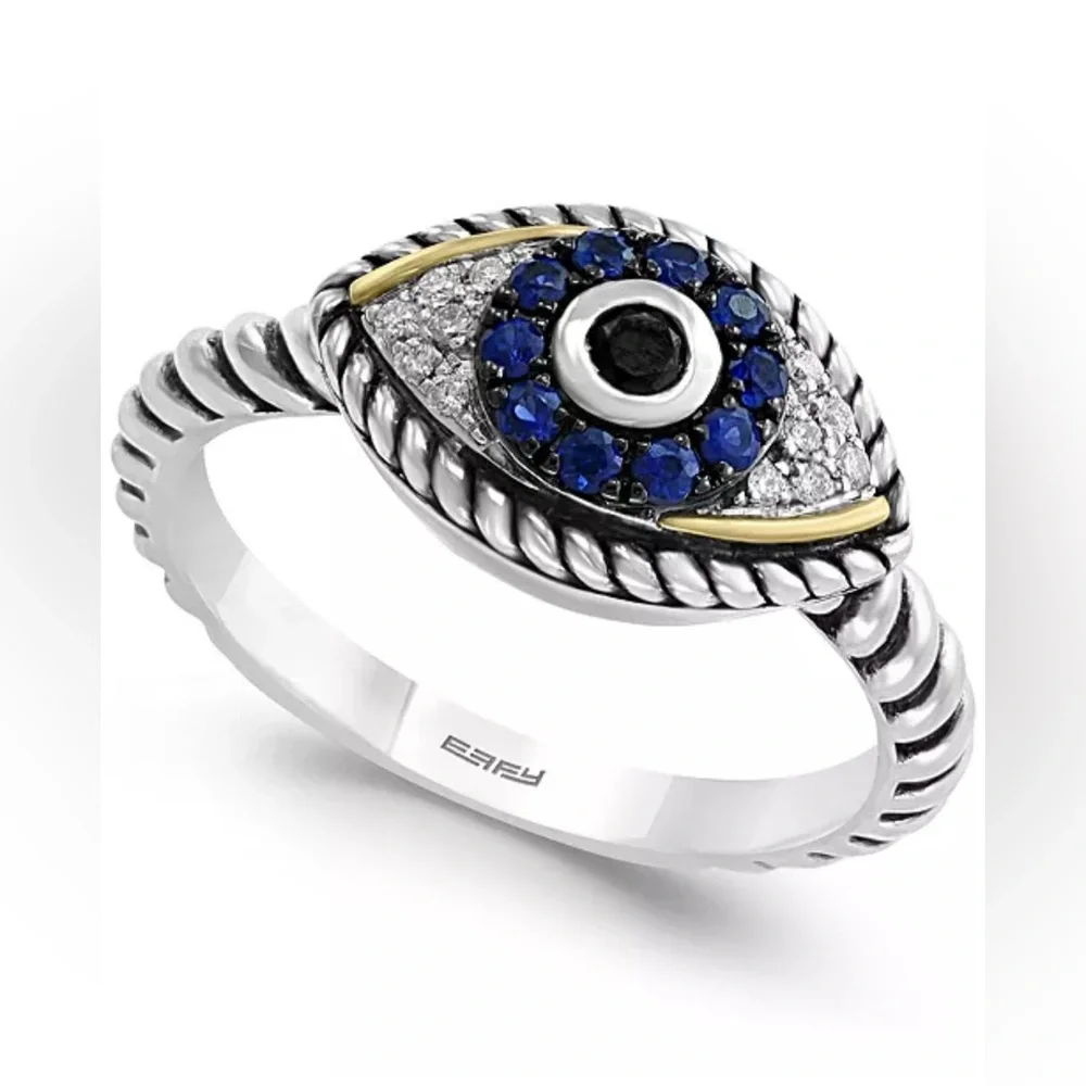 EFFY Evil Eye Necklace Diamond and Sapphire - Picture 3 of 8